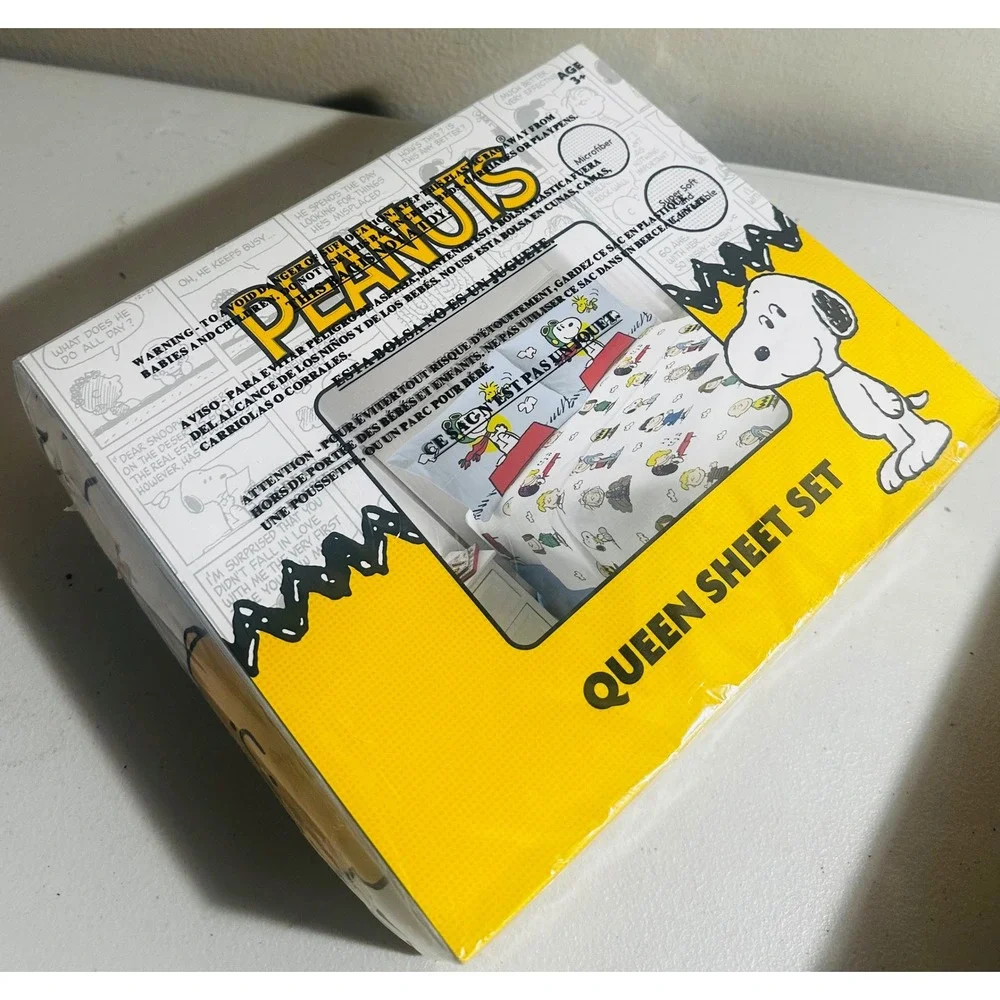 Peanuts Snoopy Queen Sheet 4 pc Set New Charlie Brown Bedding Microfiber Kidcore